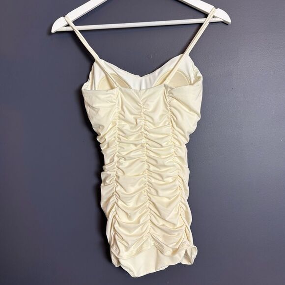 LANDS' END Ivory Ruched One Piece Swimsuit Mini Dress Bathing Suit Size 6 NEW - Picture 2 of 8